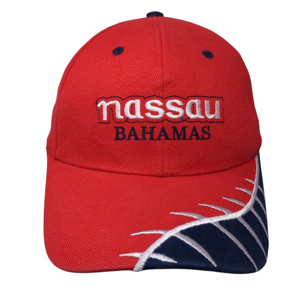 Nassau Bahamas Strapback Baseball Cap Red OS Adjustable Embroidered Islands